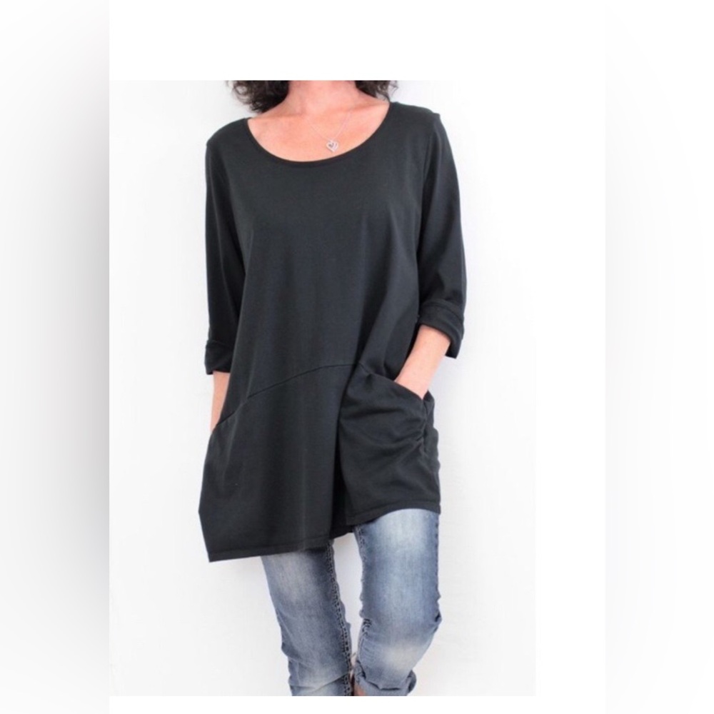 New Pure Jill Curved Seam‎ Tunic Size Small Tall Black